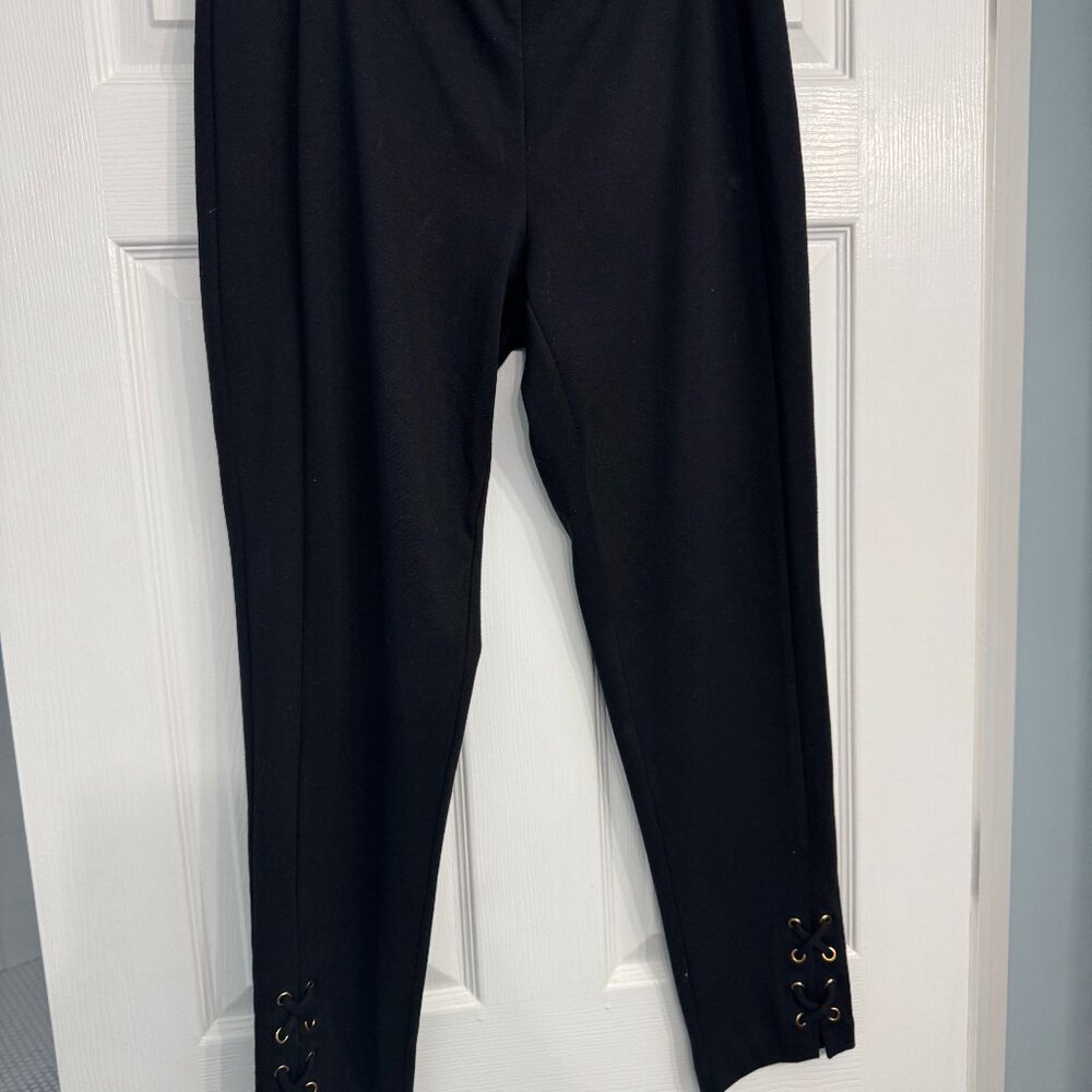 MICHAEL KORS BLACK STRETCH PANTS UNIQUE DEIGN SIZE 14